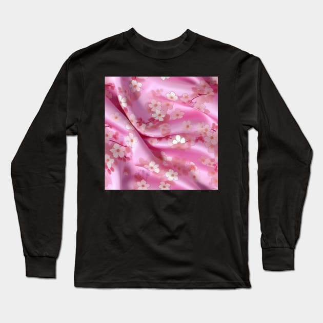 Cherry Blossom Silk: A Soft and Elegant Fabric Pattern for Fashion and Home Decor #3 Long Sleeve T-Shirt by AntielARt